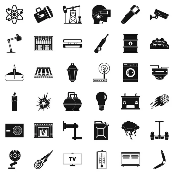 Energy icons set, simple style — Stock Vector