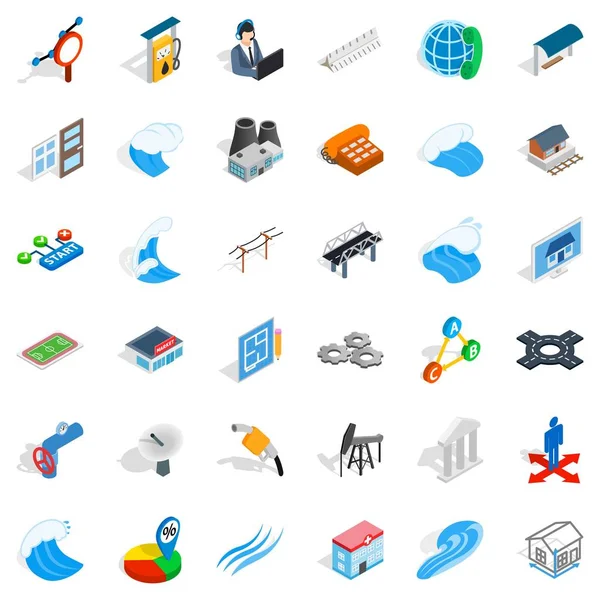 Electricity icons set, isometric style — Stock Vector