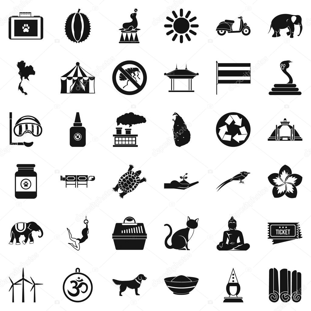 Elephant icons set, simple style