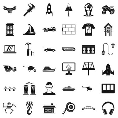 Mühendislik Icons set, basit tarzı