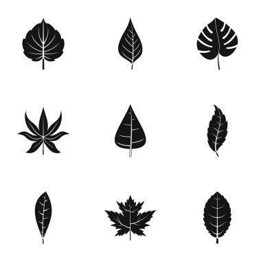 Yaz yaprak Icons set, basit tarzı