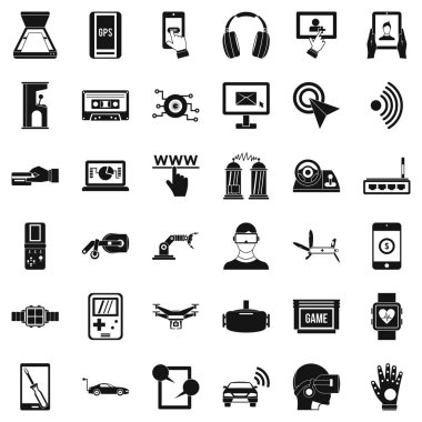 Oyun ayarlama Icons set, basit tarzı