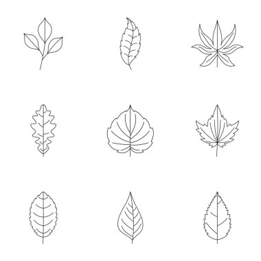 Yaz yaprak Icons set, anahat stili