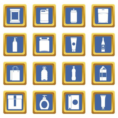 Öğeleri simgeler ambalaj mavi ayarla