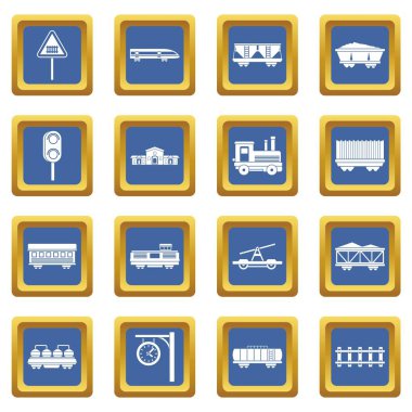 Mavi tren Icons set