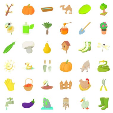 Tarım Çiftlik Icons set, karikatür tarzı