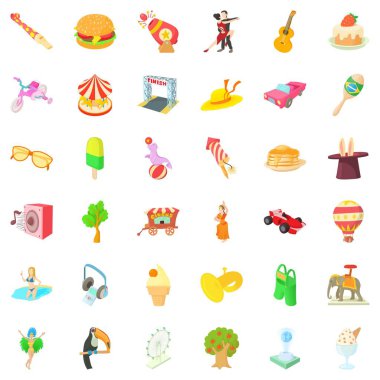 Eğlence Parkı simgeler ayarla, tarzı çizgi film