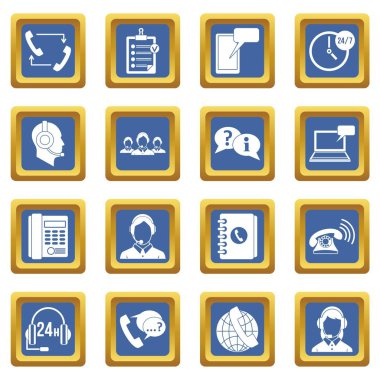 Çağrı merkezi simgeleri simgeleri mavi ayarla