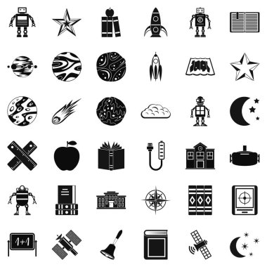 Astronomi bilim Icons set, basit tarzı