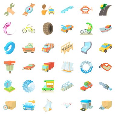 Otomatik hizmet Icons set, karikatür tarzı