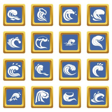 Mavi deniz dalgaları Icons set