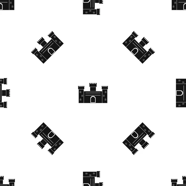 Απρόσκοπτη μαύρο μοτίβο μεσαιωνικής του οχύρωσης — Διανυσματικό Αρχείο