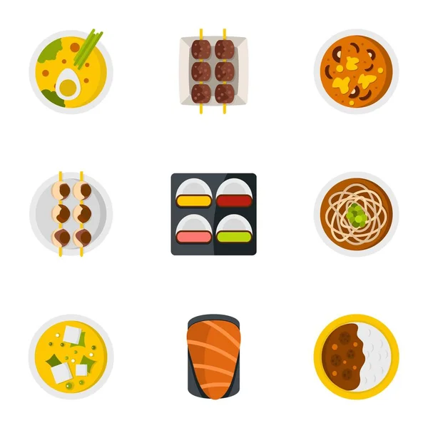 Sushi menü ikonok készlet, lapos stílusú — Stock Vector