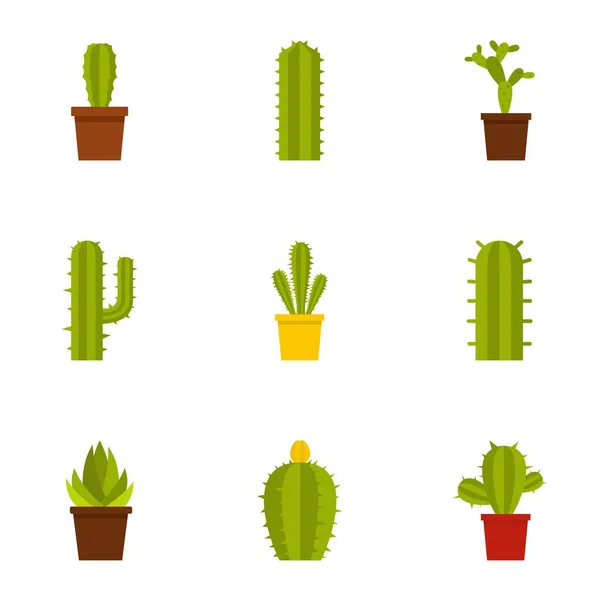 Cactus icon set, flat style — Stock Vector