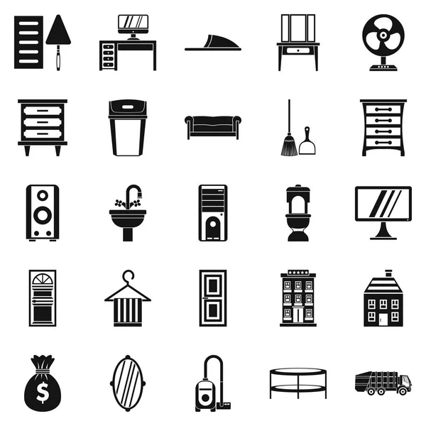 Conjunto de iconos de muebles, estilo simple — Vector de stock