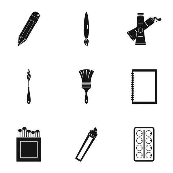 Conjunto de iconos de espacio de trabajo de diseñador, estilo simple — Archivo Imágenes Vectoriales