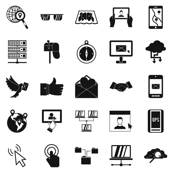 Duif mail iconen set, eenvoudige stijl — Stockvector