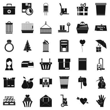 Büyük bir kutu Icons set, basit tarzı