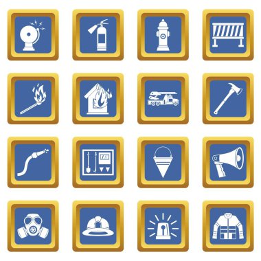 İtfaiyeci araçları simgeleri mavi ayarla