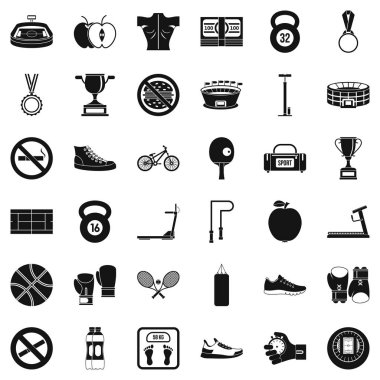 Boks spor Icons set, basit tarzı