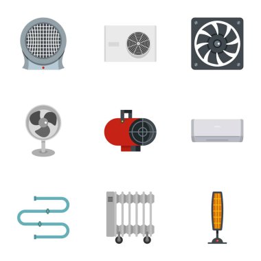 Klima simge seti, düz stil