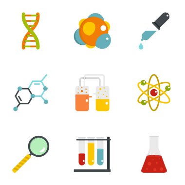 Kimyasal simge seti, düz stil