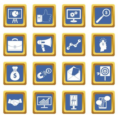 Öğeleri simgeler pazarlama mavi ayarla