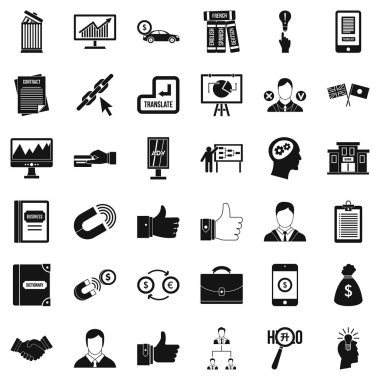 İş seminer simgeler kümesi, basit tarzı