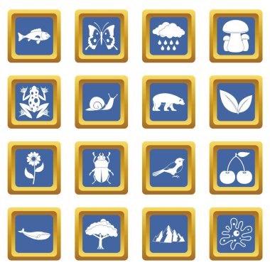 Petrol Sanayi öğeleri simgeleri mavi ayarla