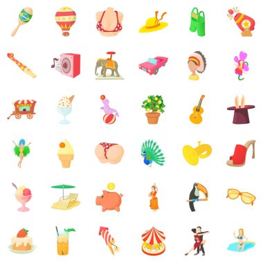 Komik karnaval Icons set, karikatür tarzı