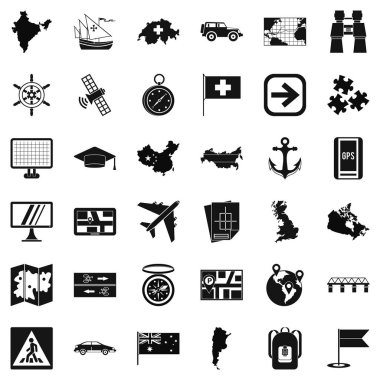 Mark haritacılık Icons set, basit tarzı