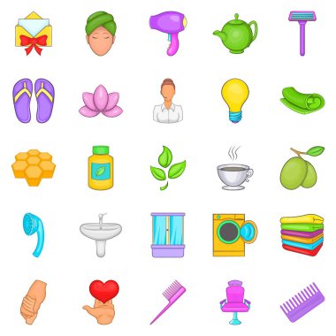 Makyaj Icons set, karikatür tarzı