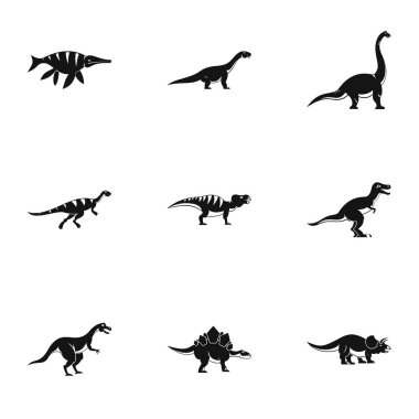 Dinozor simgeler kümesi, basit stil rakamlar