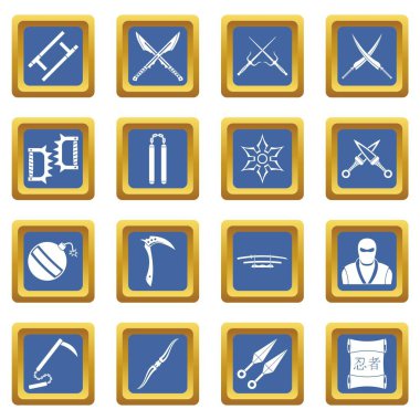 Ninja araçları simgeleri mavi ayarla