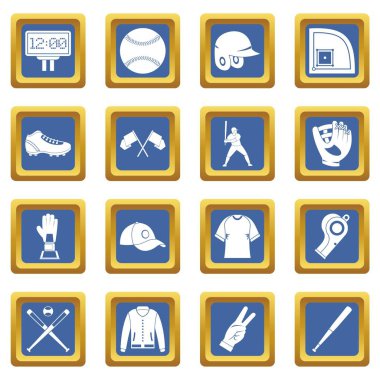 Mavi beyzbol Icons set