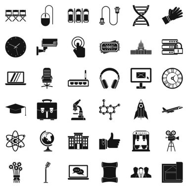 Bilim Konferansı Icons set, basit tarzı