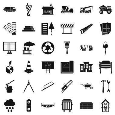 İnşaat yer Icons set, basit tarzı