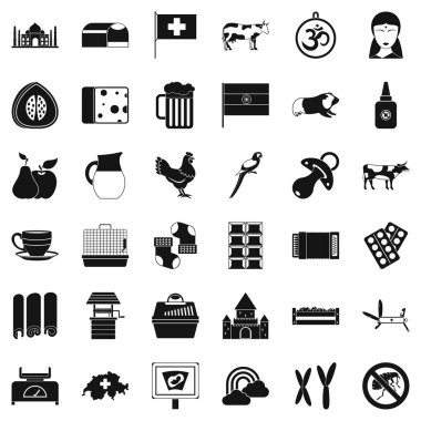 Büyük bir inek Icons set, basit tarzı