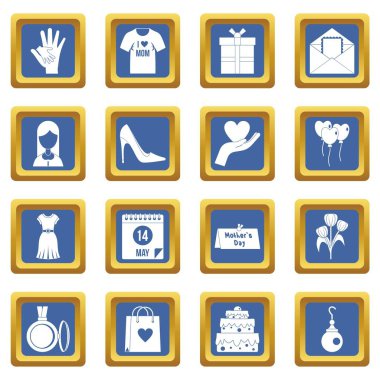 Anneler günü simgeleri mavi ayarla