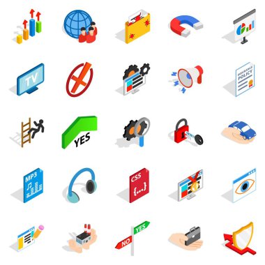 Bilgi haber Icons set, izometrik stili
