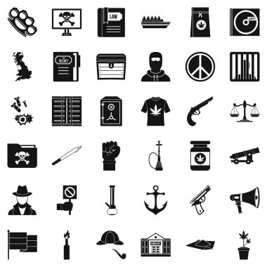 Suç soruşturma Icons set, basit tarzı