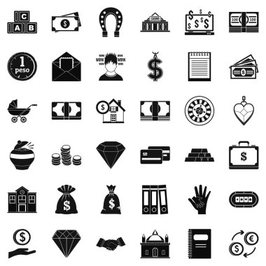 Mevduat hesabı Icons set, basit tarzı