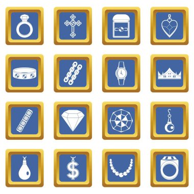 Takı öğeleri simgeleri mavi ayarla