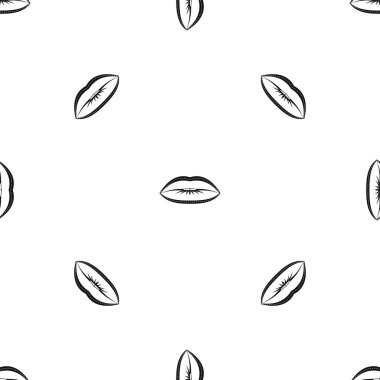 Dudakları etrafında çizilmiş çizgiler ile desen sorunsuz siyah