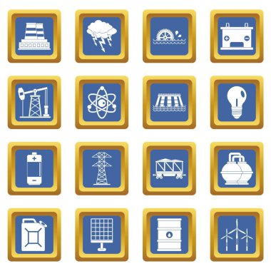 Mavi enerji kaynakları öğeleri Icons set