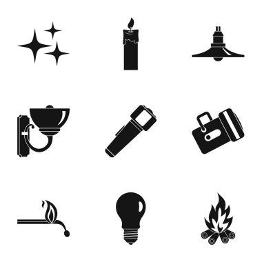 Işık kaynağı simge seti, basit tarzı