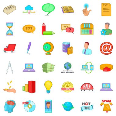 Dijital Pazar Icons set. 36 dijital Pazar vektör simgeleri beyaz arka plan üzerinde izole web için çizgi film tarzı