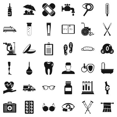 Engelli sağlık Icons set, basit tarzı