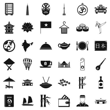 Ülke çanak Icons set, basit tarzı