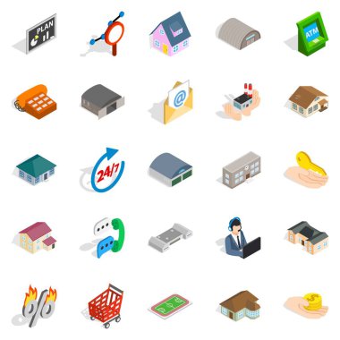 Icons set, izometrik stil levy